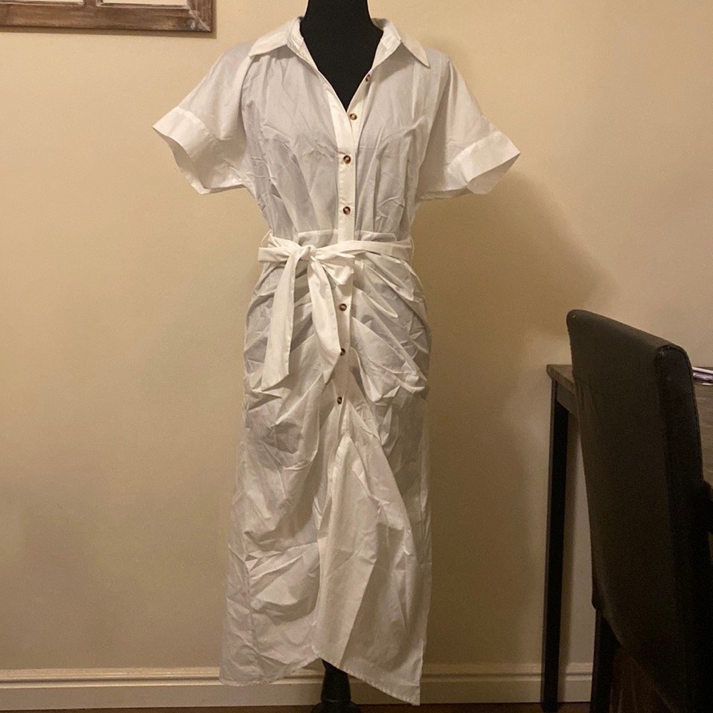 White Button-Down Dress